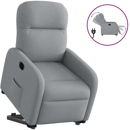 VidaXL Električni naslonjač na podizanje svjetlosivi od tkanine Slike