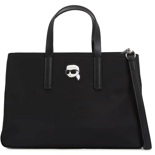 Karl Lagerfeld Ročna torbica 'Ikonik 2.0' bež / črna / bela