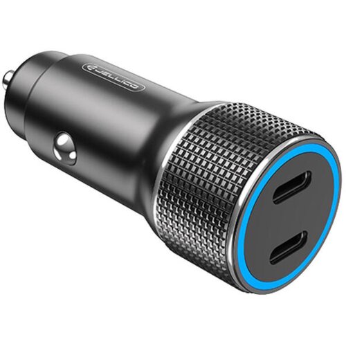 Jellico avtopolnilec F8 adapter 2xType C PD 40W QC - črn Cene