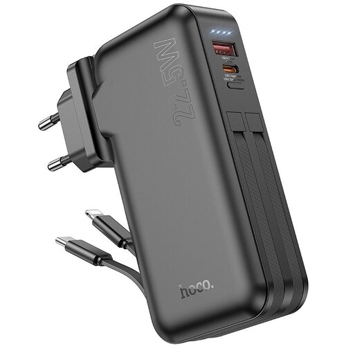 Hoco powerbank 10000 mah sa ugradjenim uticnicama eu / us i kablovima type c + lightning qc pd 3A 22,5W J126 crna Cene