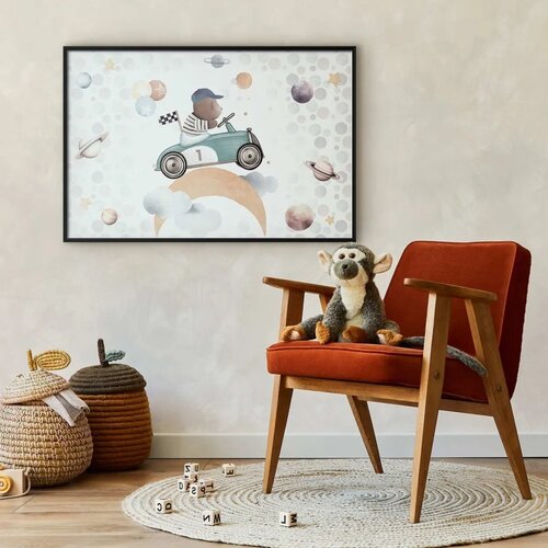  Plakat - Bear in a Race Car 30x21 Crni okvir Slike
