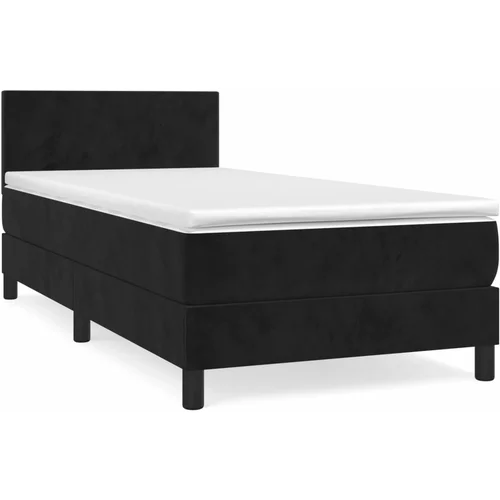 vidaXL Box spring postelja z vzmetnico črn 90x190 cm žamet, (20725470)