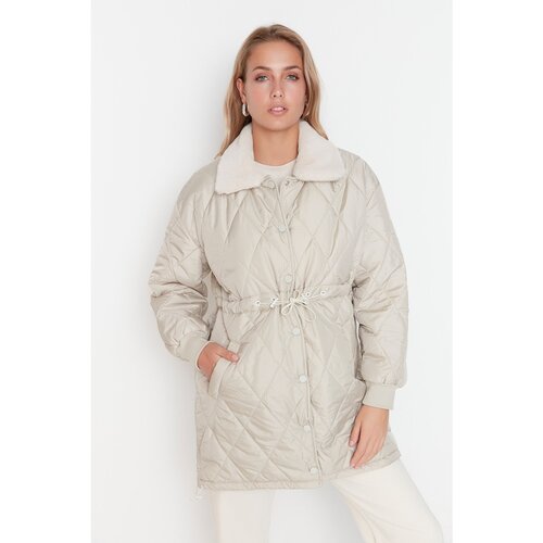 Trendyol Mink Wide Cut Oversize Collar Plush Detailed Snap Closure Coat Slike