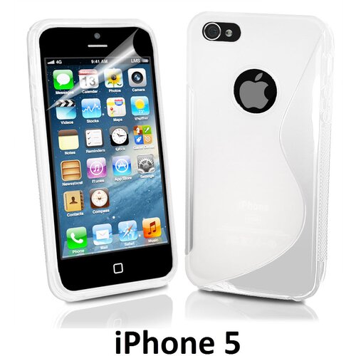  Gumijasti / gel etui S-Line za Apple iPhone SE / iPhone 5S / iPhone 5 - beli Slike