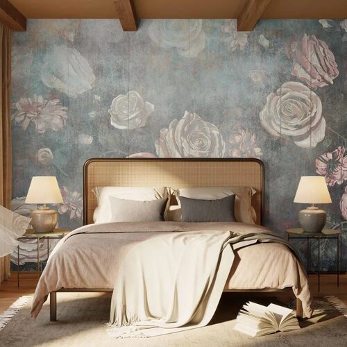  Foto tapeta - Misty nature - muted rose flowers on a background in grey tones 343x256 Slike
