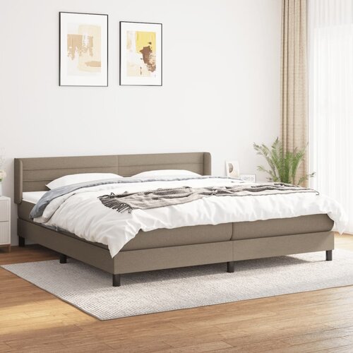 VidaXL Box spring postelja z vzmetnico taupe 200x200 cm blago Slike