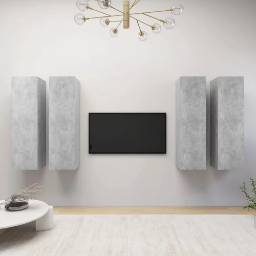 vidaXL TV ormarići 4 kom siva boja betona 30 5 x 30 x 110 cm iverica