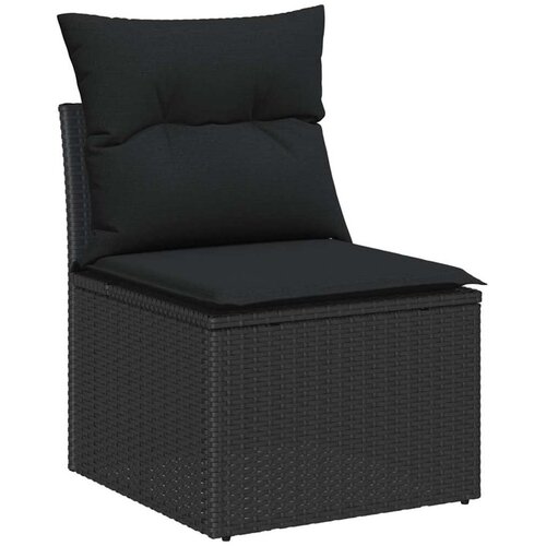 vidaXL set od 9 komada vrtnih sofa s jastučićima crni poli ratan, 2-sjedna vrtna sofa s pohranom i jastučićima crni poli ratan Cijene