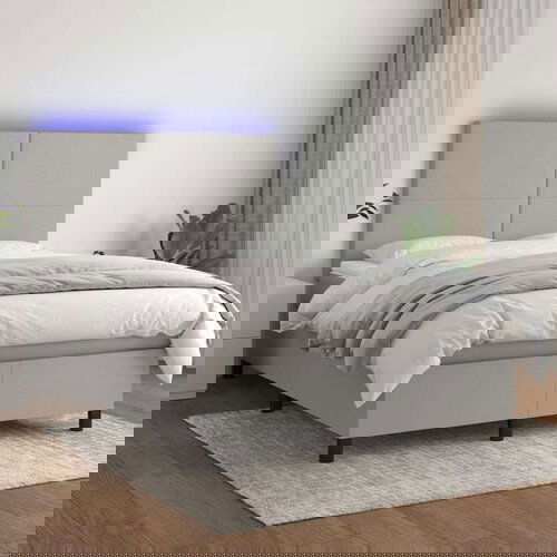  Box spring postelja z vzmetnico LED sv. siva 140x200 cm blago, (20930250) Slike