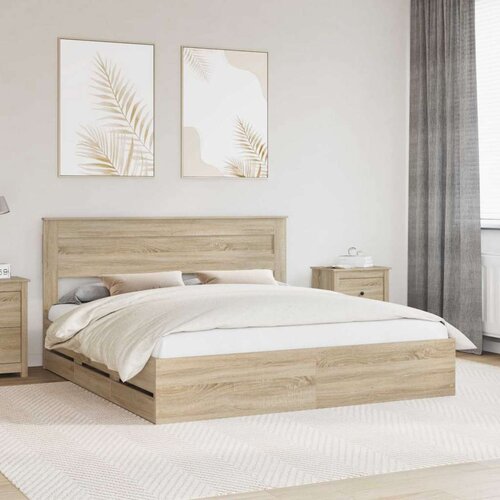  Okvir za krevet s ladicama Sonoma hrast 200 x 200 cm - sonoma hrast 200 x 200 cm Cene