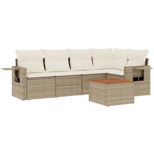 vidaXL 6-dijelni set vrtnih sofa s jastucima bež od poliratana Cijene