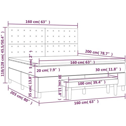  Krevet s oprugama i madracem smeđesivi 160x200 cm tkanina Slike
