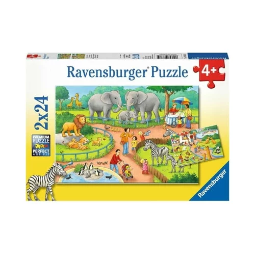 Ravensburger Puzzle - Dan v živalskem vrtu, 2 x 24 delov