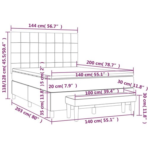  Krevet s oprugama i madracem crni 140x200 cm bar&amp;scaron;unasti Slike