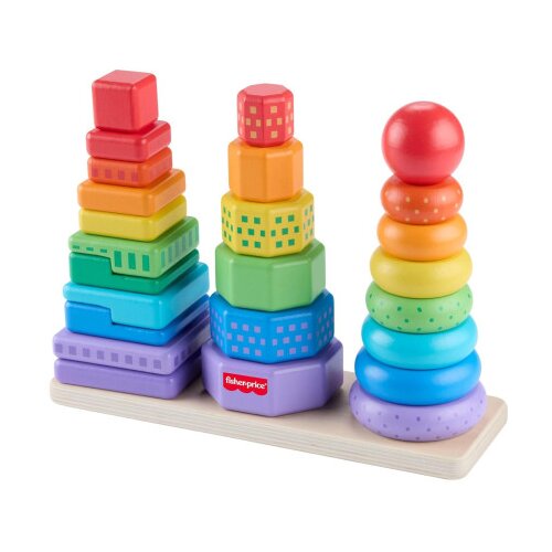 Mattel Igračka drvena piramida Oblici 26/1 Fisher Price HXT76 Slike