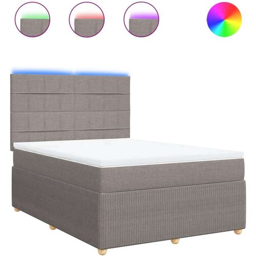 VidaXL Krevet s oprugama i madracem smeđesivi 160x200 cm tkanina Slike