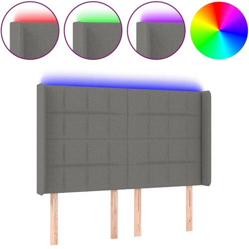 Maison Chic led posteljno vzglavje - vzglavna omarica - nočna omarica temno sivo 147x16x118/128 cm blago, (21712322) Slike