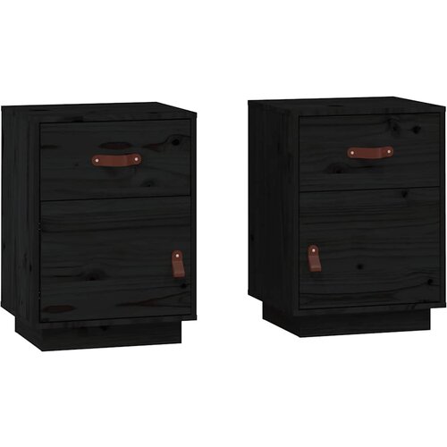 Maison Chic Dvo delni komplet Nočne omarice - Nočne mize črna 40x34x55 cm trdna borovina, (21689309) Slike