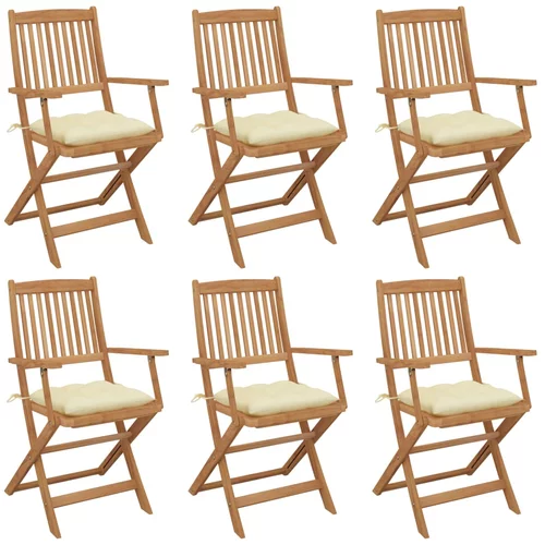  sklopive vrtne stolice s jastucima 6 kom od bagremovog drva