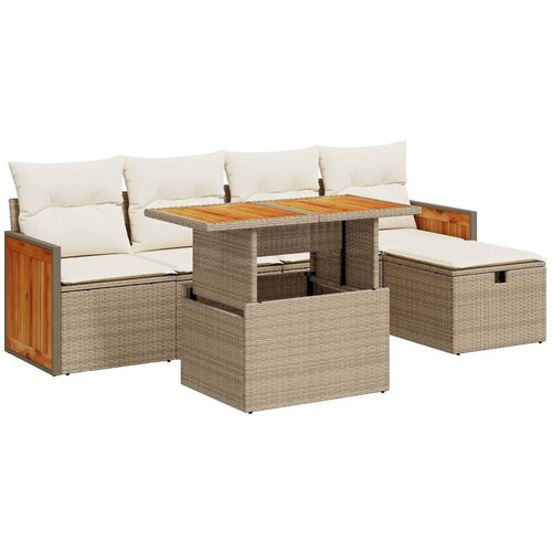 vidaXL 6-dijelni set vrtnih sofa s jastucima bež od poliratana Cijene