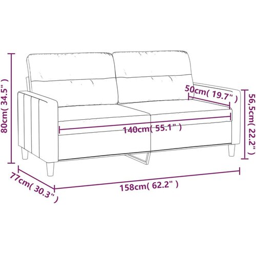VidaXL Dvosjed od tkanine tamnosivi 140 cm Slike