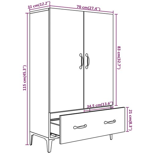  Visoka komoda siva boja betona 70x31x115 cm konstruirano drvo Slike