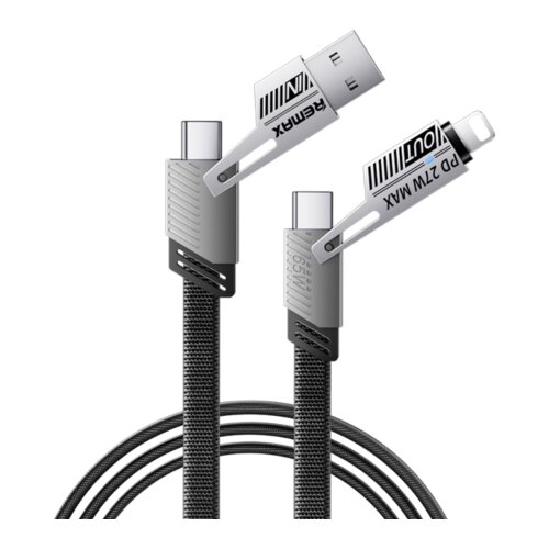 Linkom DATA kabl (USB+TipC+Iphone) 3.1A RC-C189 65W crni 1m, REMAX Slike