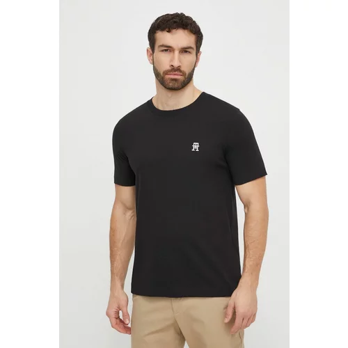 Tommy Hilfiger Bombažna kratka majica moški, črna barva