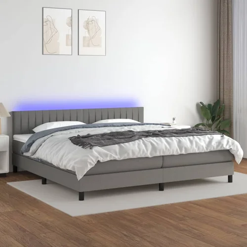  box spring s madracem LED tamnosivi 200x200 cm tkanina