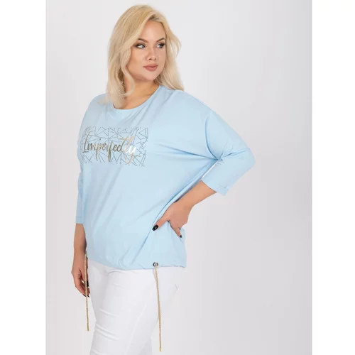 Fashion Hunters Plus size light blue blouse with 3/4 sleeves