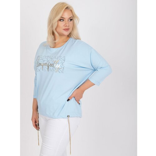 Fashion Hunters Plus size light blue blouse with 3/4 sleeves Slike