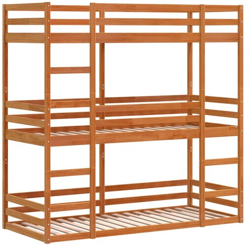 vidaXL Trojni pograd voščeno rjav 75x190 cm trdna borovina, (21273567) Cene