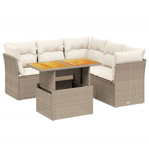 vidaXL 5-dijelni vrtni set sofa s jastucima bež od poliratana Cijene