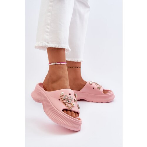 Kesi Women&amp;#039;s foam slippers with embellishments, pink Afariana Slike