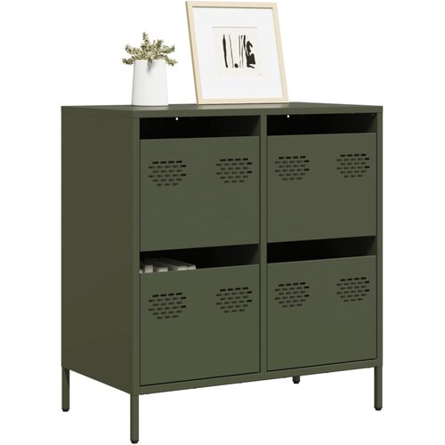 VidaXL Komoda olivno zelena 68x39x73,5 cm hladno valjano jeklo Slike