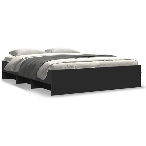 VidaXL Okvir za krevet crni 160x200 cm konstruirano drvo Slike