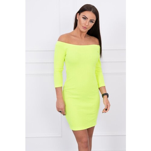 Kesi Fitted dress - ribbed yellow neon Cene