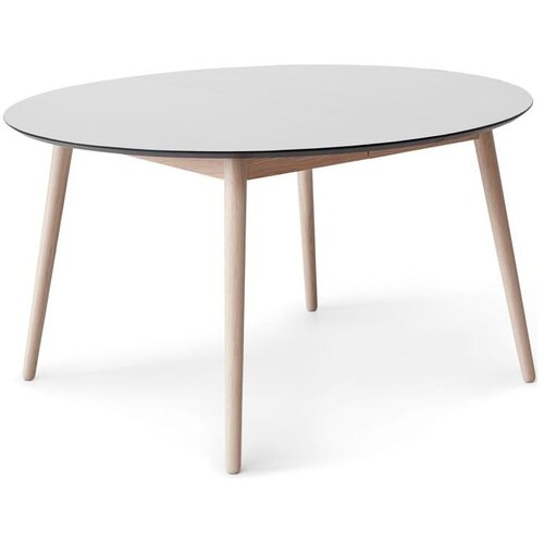 Hammel Furniture Okrogla raztegljiva jedilna miza z dodatno plo&amp;scaron;čo in belo mizno plo&amp;scaron;čo &amp;oslash; 135 cm Meza &amp;ndash; Slike