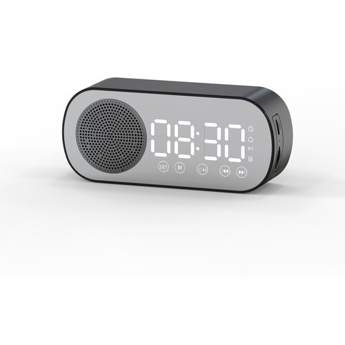 Venisymlis Večnamenski Pametni Fm Radio, Bluetooth Zvočnik, Budilka, Zrcalna Ura, Črna, (22060476) Slike