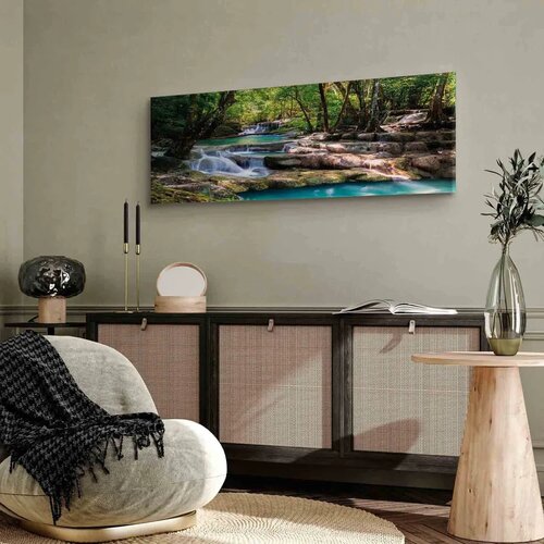  Slika - Nature: Forest Waterfall 150x50 Na talijanskom platnu Cene