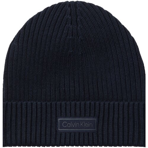 Calvin Klein Kapa Patch Chunky Rib Cotton Beanie LV04D8053G Mornarsko modra Slike