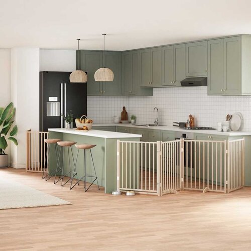 vidaXL Ograda za pse z vrati zložljiva 8 panelov 640 cm topolovina Cene