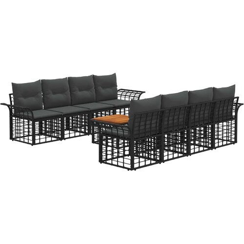  Set vanjskih sofa 9 kom. Crna i tamno siva poliratan Slike
