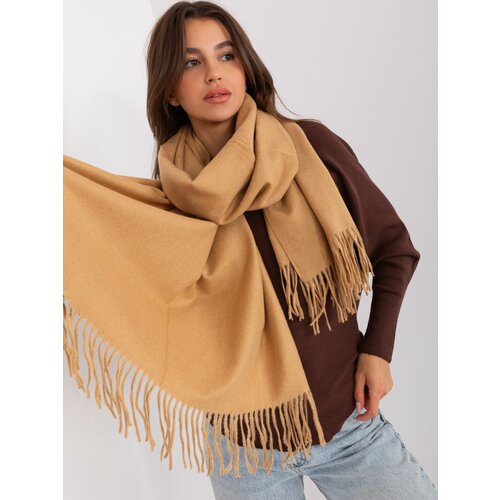 Fashion Hunters Women's camel scarf with fringe Slike