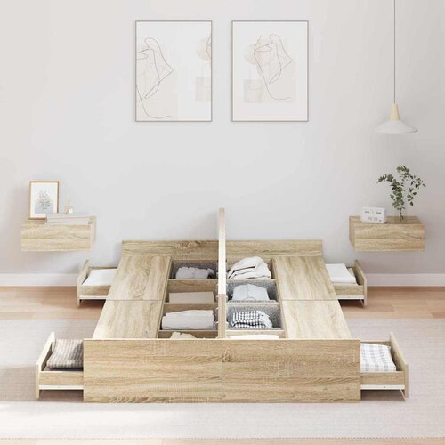  Krevet s ladicama Sonoma hrast 120 x 190 cm Konstruirano drvo Slike