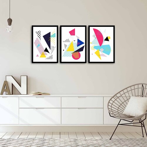 Wallity 3PSCT-04 multicolor decorative framed mdf painting (3 pieces) Slike