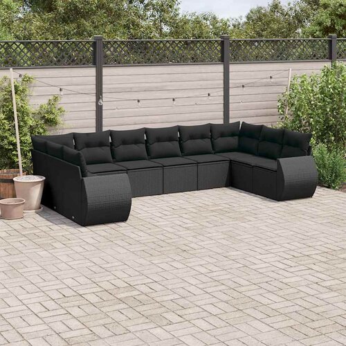  10-dijelni set vrtnih sofa s jastucima crni od poliratana Crna 71 x 62 x 69 cm Cijene