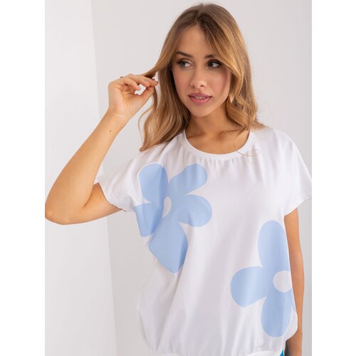 Fashion Hunters White and light blue floral blouse RUE PARIS Slike