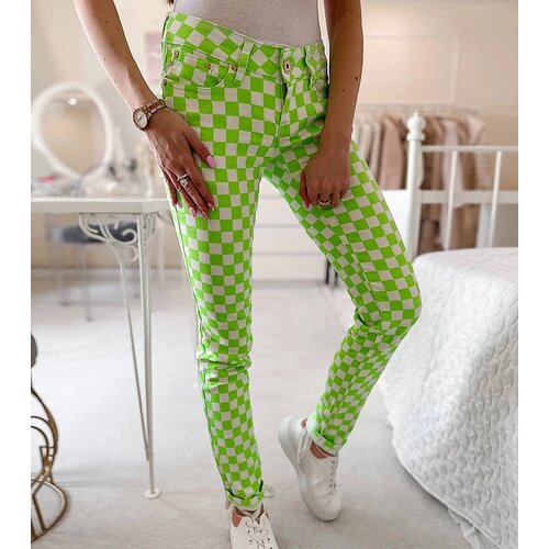 Gemre Green plaid fabric pants Bler Cijene