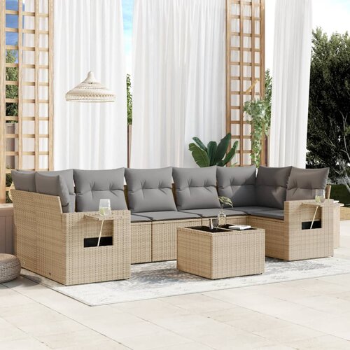 vidaXL 8-dijelni set vrtnih sofa od poliratana s jastucima bež Cijene